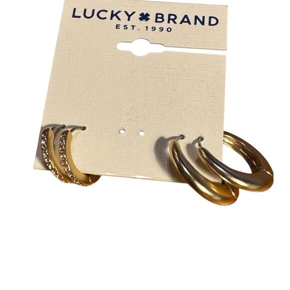 Lucky Brand Gold Hoop Earrings set - Picture 1 of 3